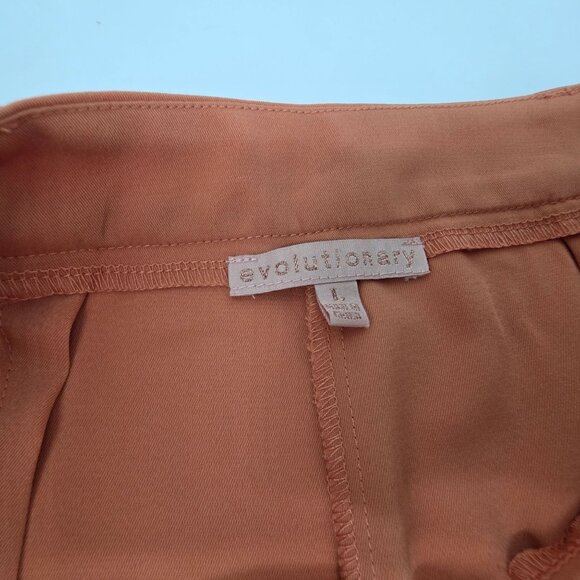 Rust Orange Wide-Leg Pants By Evolutionary Size L Lightweight Material Pleated - Picture 2 of 9
